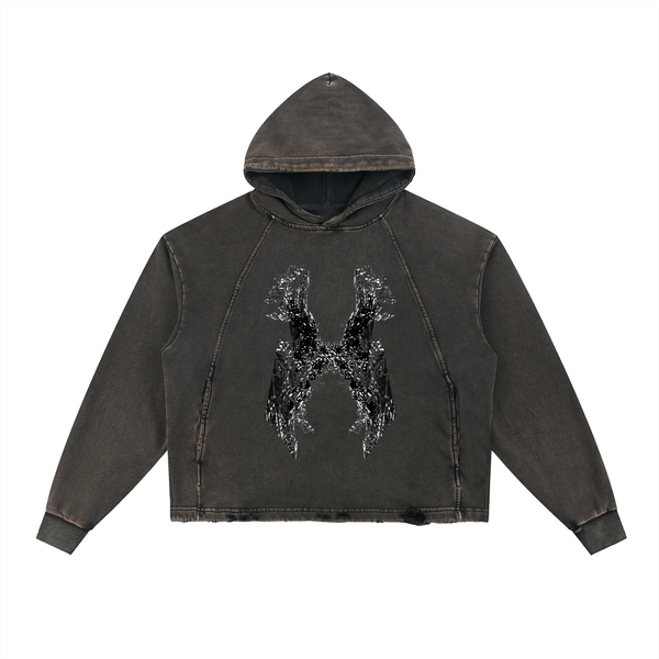 IFW Spider D1 Vintage Washed Frayed-Hem Hoodie
